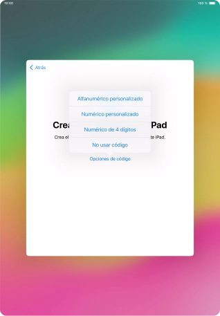 Sigue las indicaciones de la pantalla para activar el uso del código de seguridad o pulsa No usar código.