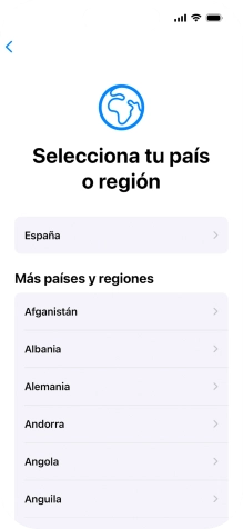 Pulsa el país o el área deseados.