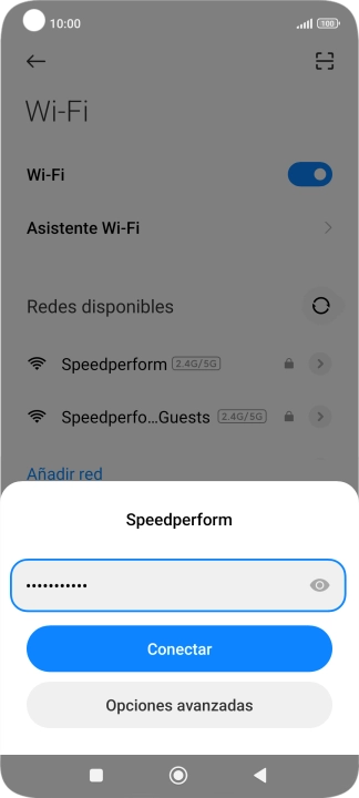 Introduce la contraseña de la red wifi y pulsa Conectar.