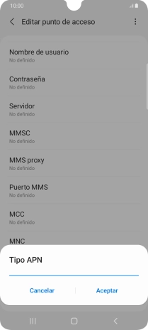 Introduce default y pulsa Aceptar.