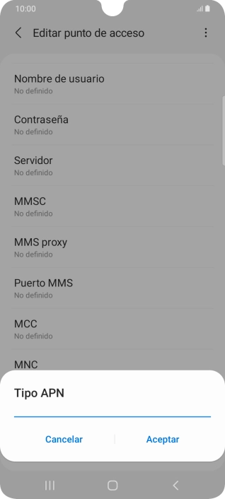 Introduce default y pulsa Aceptar.