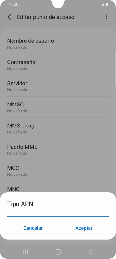 Introduce default y pulsa Aceptar.