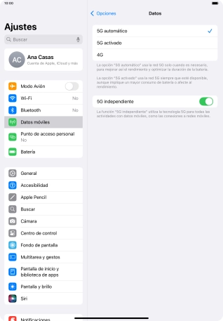 Si deseas activar el cambio automático entre una red 5G y 4G, pulsa 5G automático.