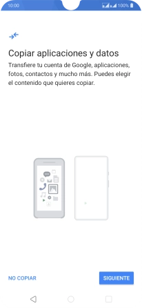 Puedes transferir el contenido de otro teléfono cuando activas tu teléfono por primera vez y cuando lo has restablecido. Cuando aparezca en la pantalla del teléfono esta imagen, ya está listo para la transmisión del contenido del otro teléfono.