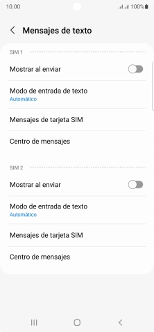 Pulsa Centro de mensajes bajo la tarjeta SIM deseada.
