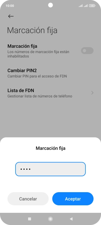 Introduce el código PIN2 y pulsa Aceptar.