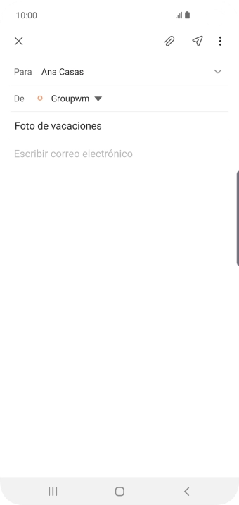 Pulsa en el campo de escritura  y escribe el texto del correo electrónico.