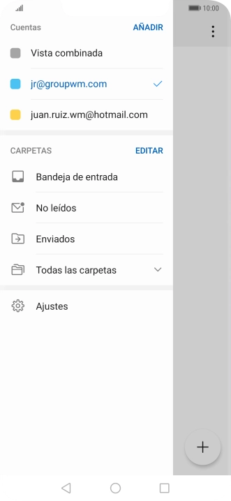 Pulsa la cuenta de correo electrónico deseada.