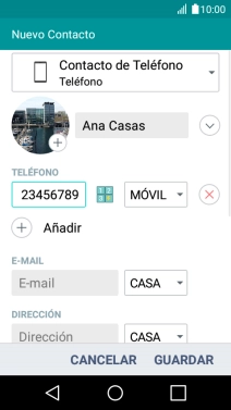 Pulsa la lista desplegable junto al número de teléfono.