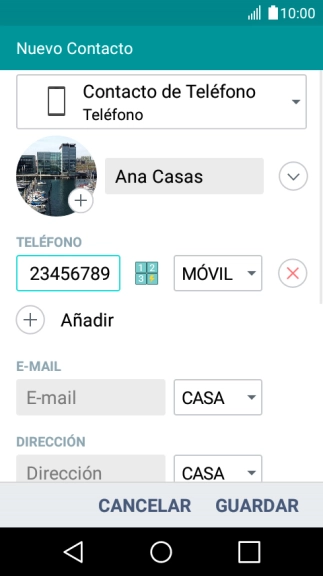 Pulsa la lista desplegable junto al número de teléfono.