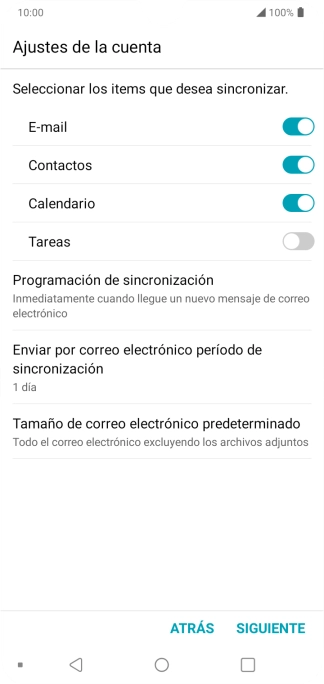 Si aparece en la pantalla esta imagen, tu cuenta de correo electrónico ha sido reconocida y configurada automáticamente. Sigue las indicaciones de la pantalla para introducir más información y terminar la configuración.