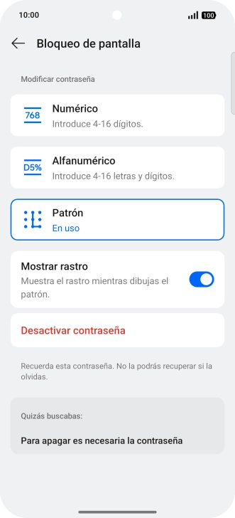 Pulsa Desactivar contraseña.
