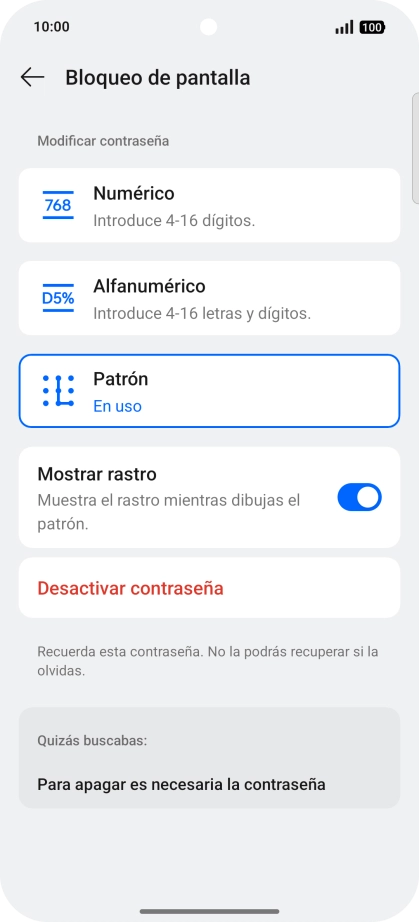 Pulsa Desactivar contraseña.