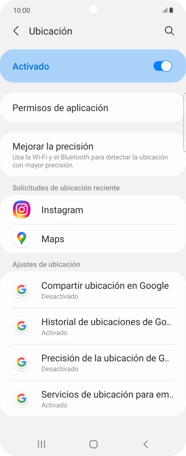 Pulsa Permisos de aplicación.