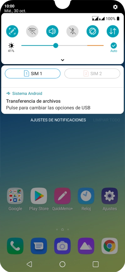 Pulsa Pulse para cambiar las opciones de USB.