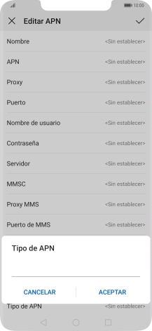 Introduce default y pulsa ACEPTAR.