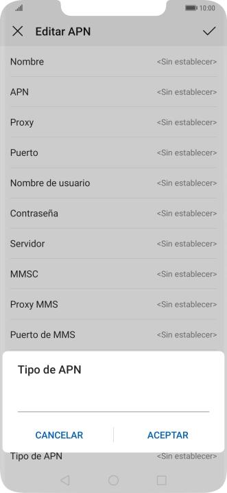 Introduce default y pulsa ACEPTAR.