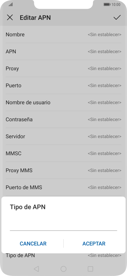 Introduce default y pulsa ACEPTAR.