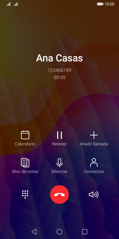 Pulsa el icono de finalizar llamada.