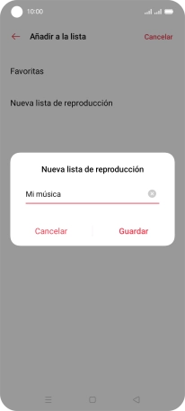 Introduce el nombre deseado de la lista de reproducción y pulsa Guardar.