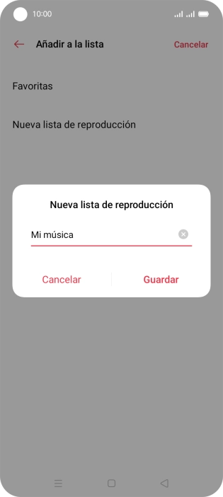 Introduce el nombre deseado de la lista de reproducción y pulsa Guardar.