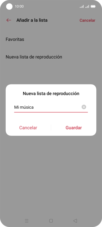 Introduce el nombre deseado de la lista de reproducción y pulsa Guardar.