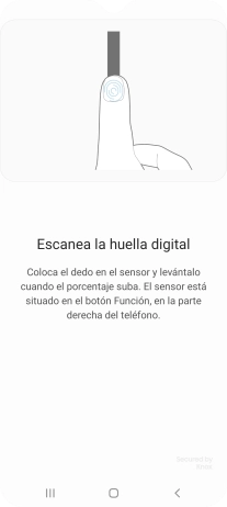 Sigue las indicaciones de la pantalla para crear una huella digital como código de seguridad.