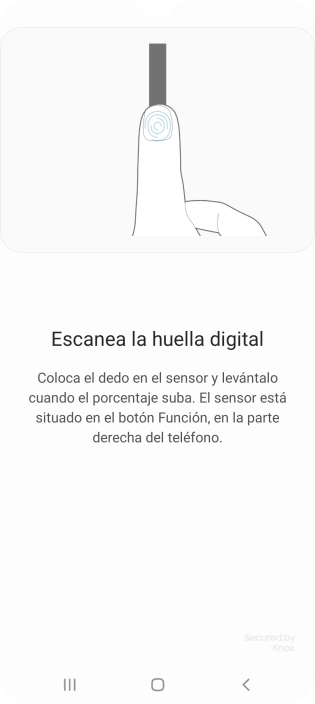 Sigue las indicaciones de la pantalla para crear una huella digital como código de seguridad.