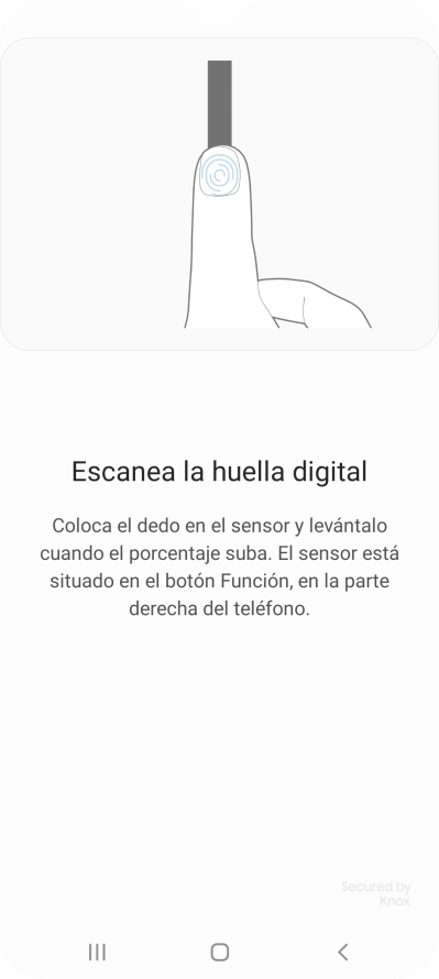 Sigue las indicaciones de la pantalla para crear una huella digital como código de seguridad.