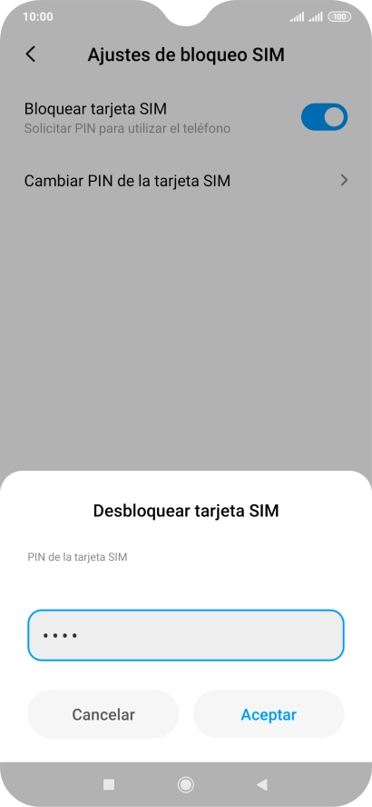 Introduce tu código PIN y pulsa Aceptar.