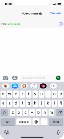 Pulsa en el campo de escritura  y escribe el texto del mensaje corto.