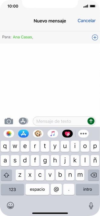 Pulsa en el campo de escritura  y escribe el texto del mensaje corto.