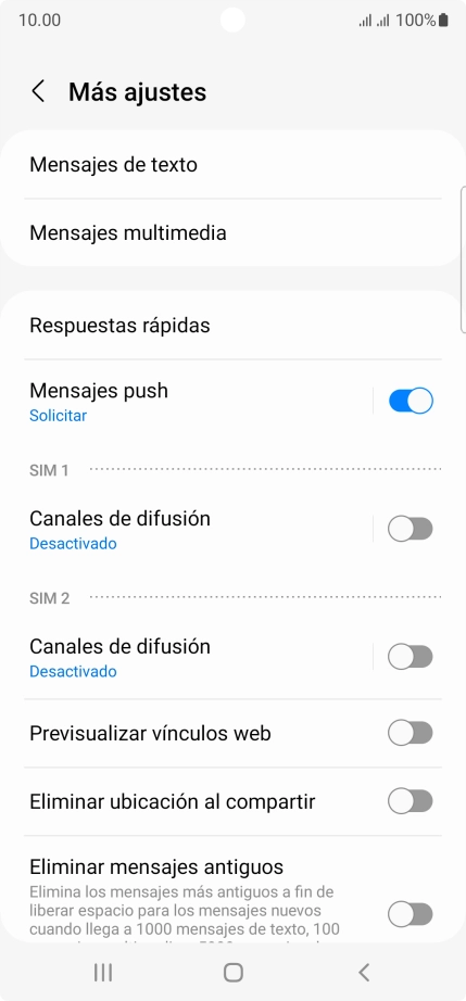 Pulsa Mensajes de texto.