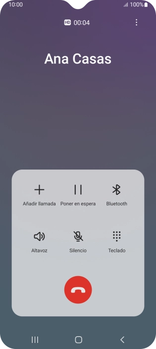 Pulsa el icono de finalizar llamada.