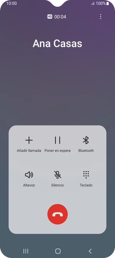 Pulsa el icono de finalizar llamada.