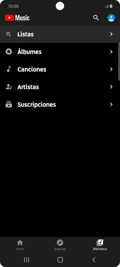Pulsa una categoría y desplázate al archivo de música deseado.