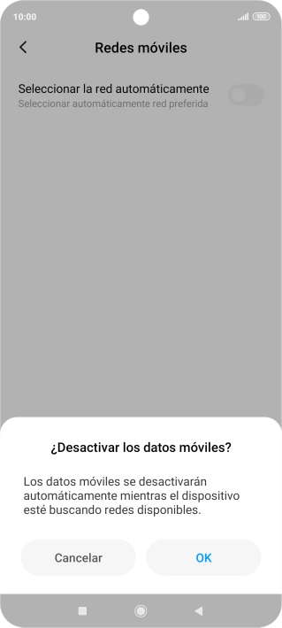 Pulsa OK y espera mientras el teléfono está buscando redes.