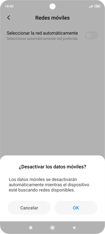 Pulsa OK y espera mientras el teléfono está buscando redes.