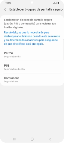 Pulsa el código de seguridad deseado y sigue las indicaciones de la pantalla para crear un código de seguridad del teléfono adicional.