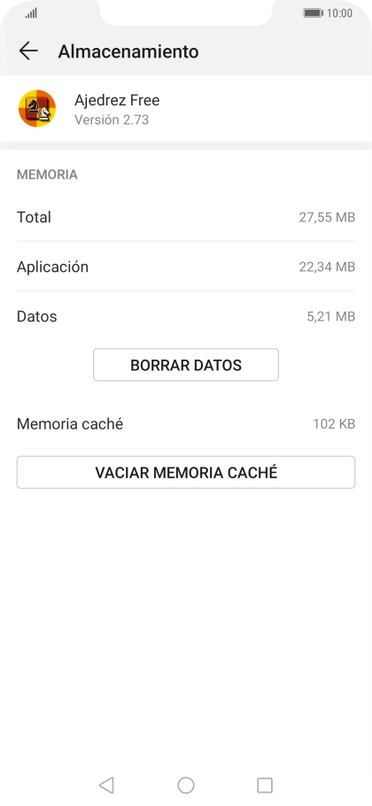 Pulsa VACIAR MEMORIA CACHÉ.