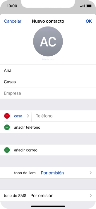 Pulsa Teléfono e introduce el número de teléfono deseado.