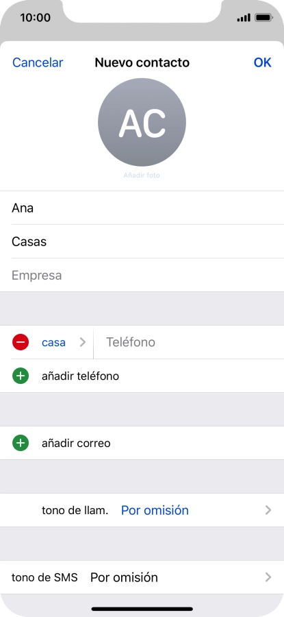 Pulsa Teléfono e introduce el número de teléfono deseado.
