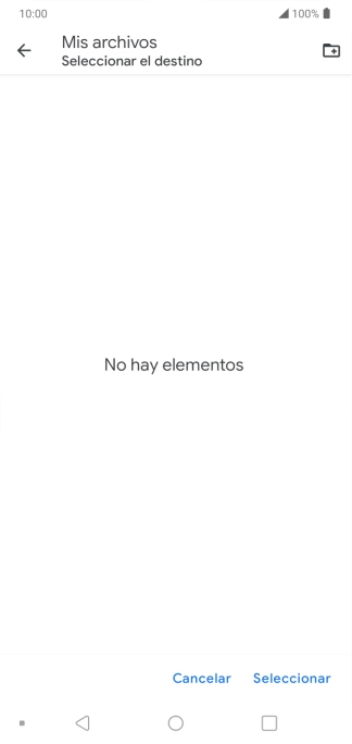 Si deseas crear una nueva carpeta, pulsa el icono de nueva carpeta y sigue las indicaciones de la pantalla para crearla.