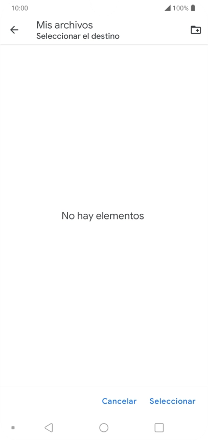 Si deseas crear una nueva carpeta, pulsa el icono de nueva carpeta y sigue las indicaciones de la pantalla para crearla.