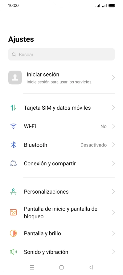 Pulsa Tarjeta SIM y datos móviles.