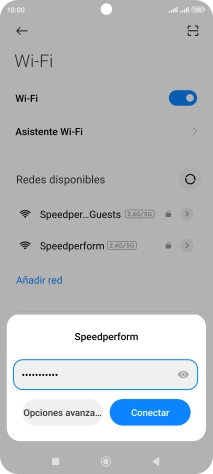 Introduce la contraseña de la red wifi y pulsa Conectar.