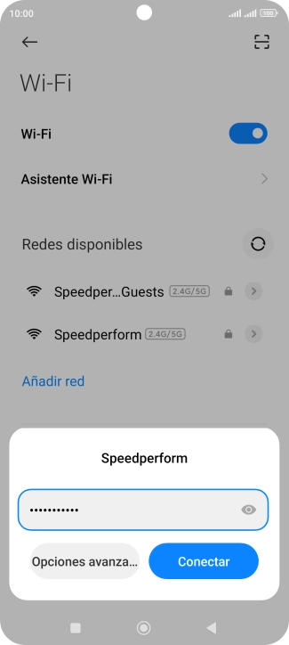 Introduce la contraseña de la red wifi y pulsa Conectar.