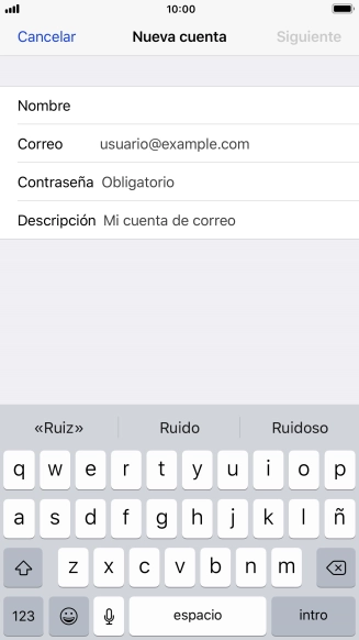 Pulsa Correo e introduce tu dirección de correo electrónico.