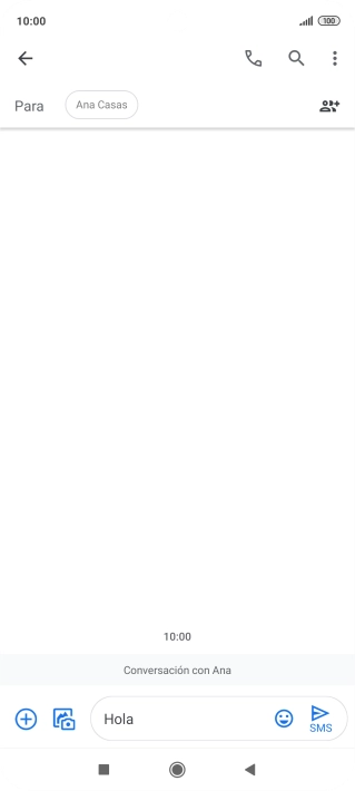 Pulsa el icono de envío cuando termines de escribir el mensaje corto.