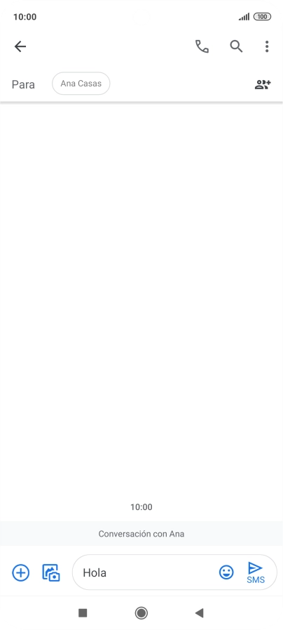 Pulsa el icono de envío cuando termines de escribir el mensaje corto.